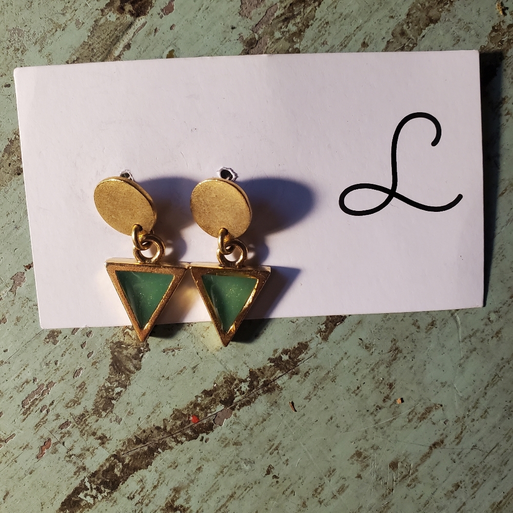 Leo Lynn Handmade Earrings Gold Teal USA